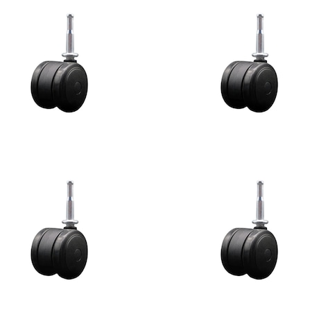 Service Caster 2'' Black Floor Safe Twin Wheel Casters 5/16 Grip Neck Stem , 4PK SCC-GN02S50-TPR-BLK-4